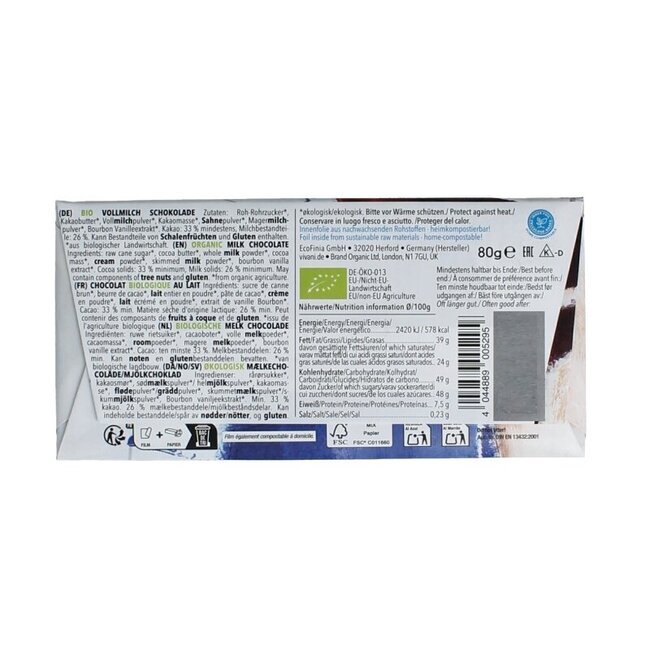 Chocolade melk bio 80 Gram