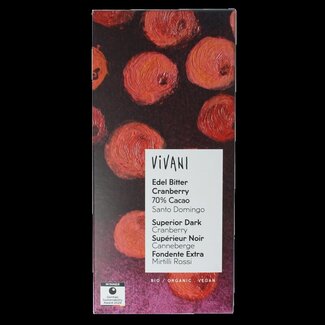 Vivani Chocolat noir canneberge 70% bio 80 Grammes