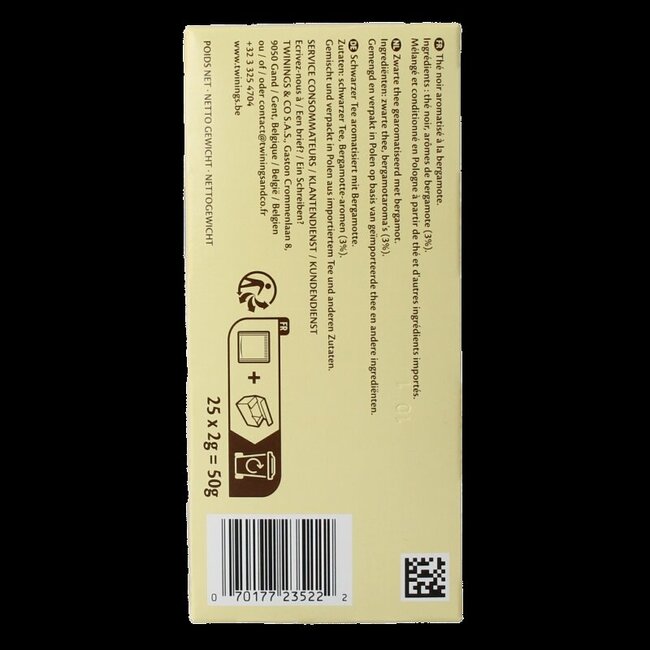 Earl grey envelop zwart 25 Zakjes