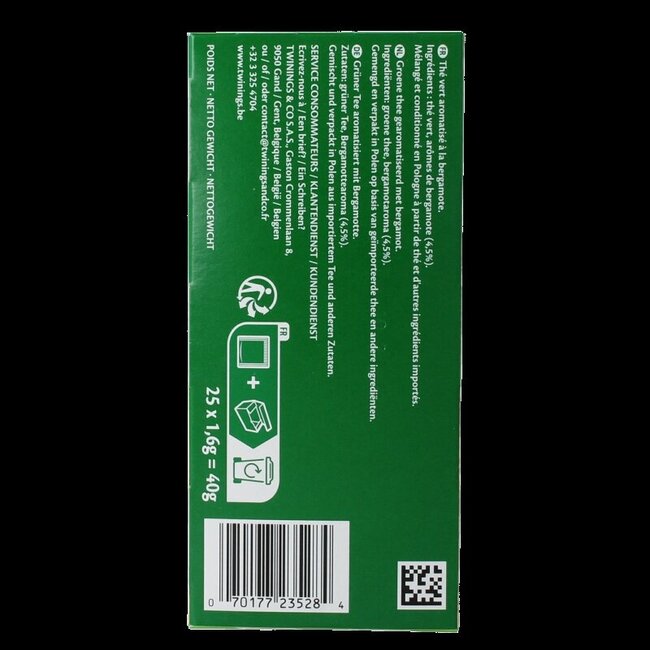 Green tea earl grey 25 Zakjes