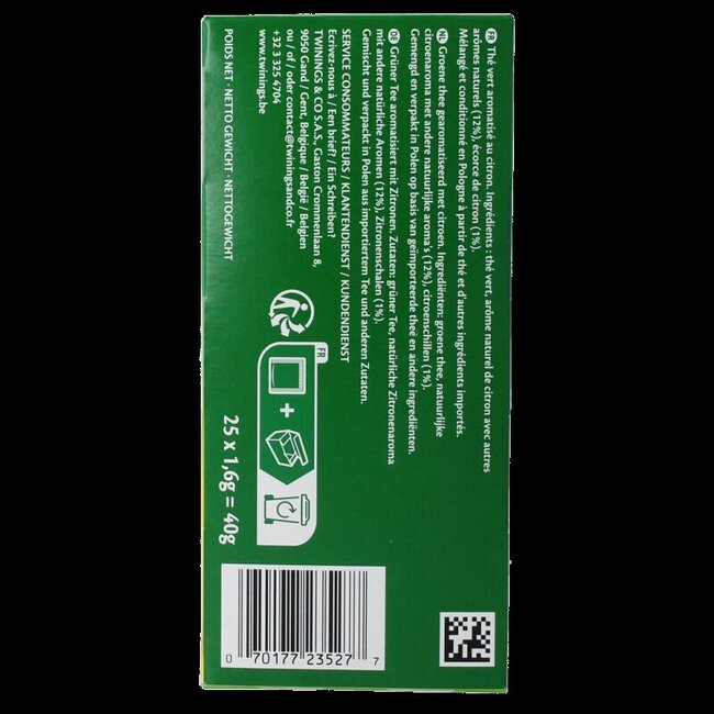 Groene thee citroen 25 Zakjes