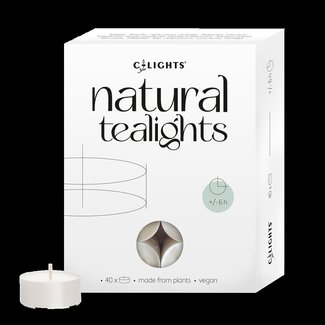 C-lights Bougies chauffe-plat naturelles 6 heures de combustion 40 pièces