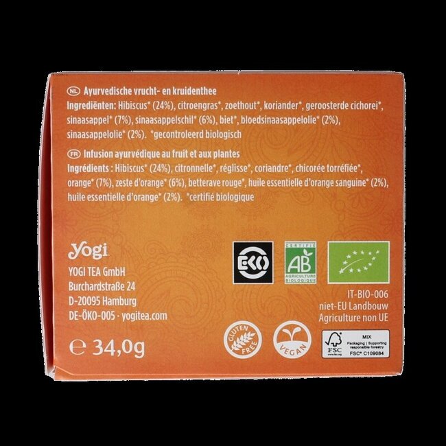 Thé bio à l'orange sanguine acidulée 17 sachets