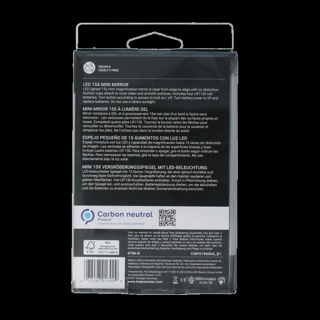 Spiegel mini LED vergroot 15x 1 Stuks