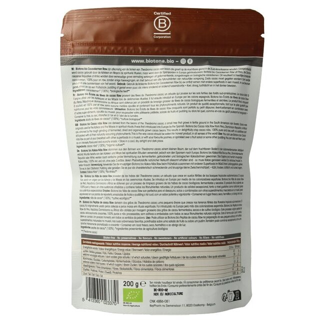 Éclats de fèves de cacao bio 200 g