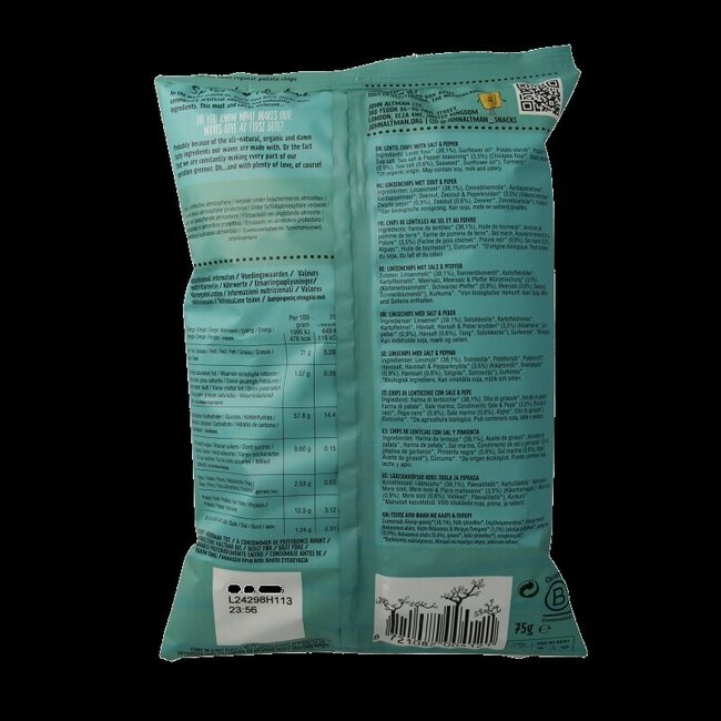 Chips de lentilles sel & poivre bio 75 Grammes