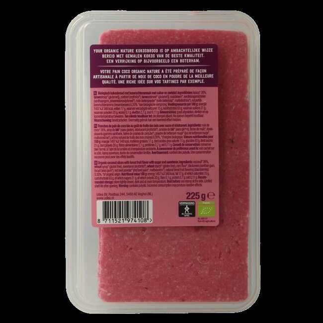 Pain de coco aux fruits des bois bio 225 g