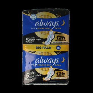 Always Maandverband ultra secure night 16 Stuks