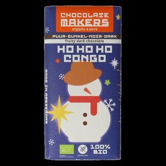 Chocolatemakers Kerstreep ho ho ho Congo 68% puur bio 80 Gram