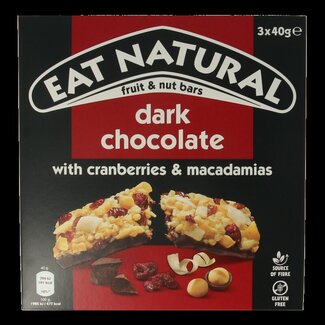 Eat Natural Chocolat noir canneberge macadamia 3 x 40 grammes 120 Grammes