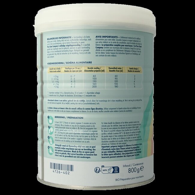 Lait infantile complet 1 bio 800 g