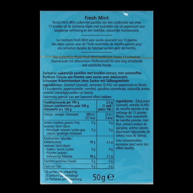 Fresh mint suikervrij doosje 50 Gram