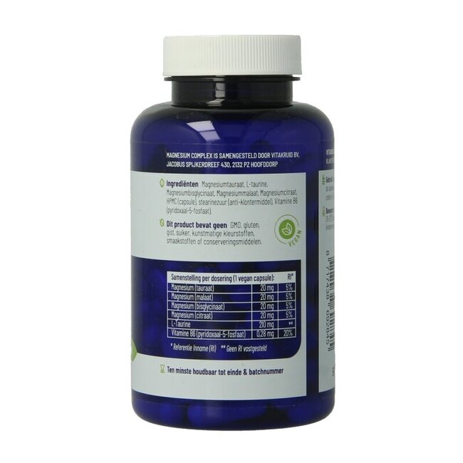 Magnesium Complex Tauraat Malaat Bisglycinaat 90 Vegetarische capsules