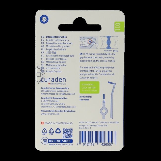 Recharge brossettes interdentaires PS 11 vert clair 5 mm 8 pièces