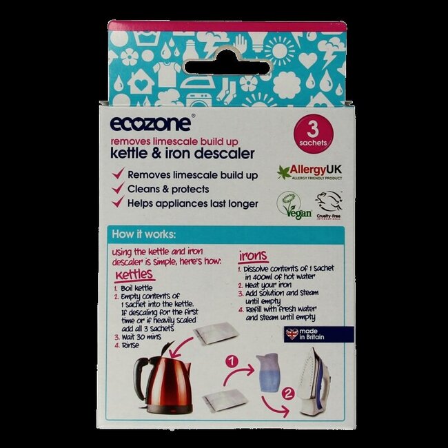 Détartrant pour bouilloire et fer à repasser - 3 sachets