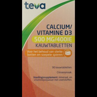 Teva Calcium / vitamine D 500mg / 400 UI 90 Comprimés à croquer
