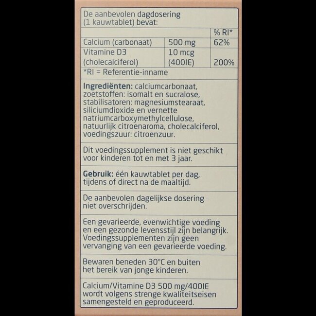 Calcium / vitamine D 500mg / 400 UI 90 Comprimés à croquer