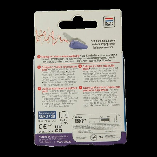 Sleepdeep earplugs multi size pack 2 Paar