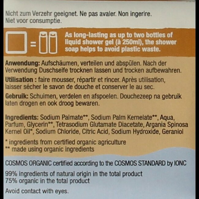 Douchezeep bodywash bar argan 100 Gram