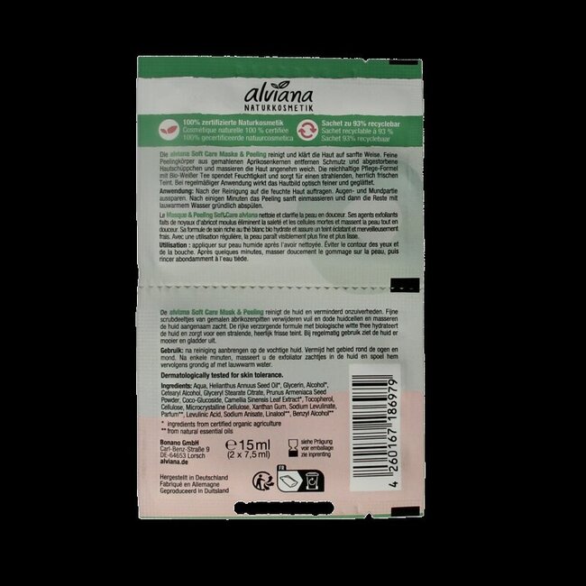 Masque et gommage douceur au thé blanc bio, 2 unités