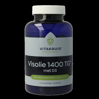 Vitakruid Huile de Poisson 1400 TG Triglycérides avec D3 90 Softgels