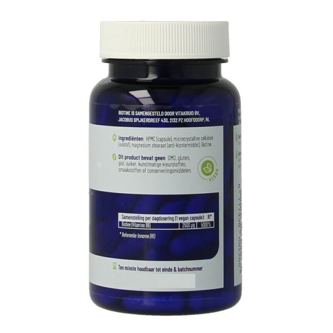 Biotine 2500 mcg voor Huid, Haar & Nagels 90 Vegetarische capsules