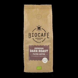 Biocafe Filterkoffie espresso dark roast bio 250 Gram