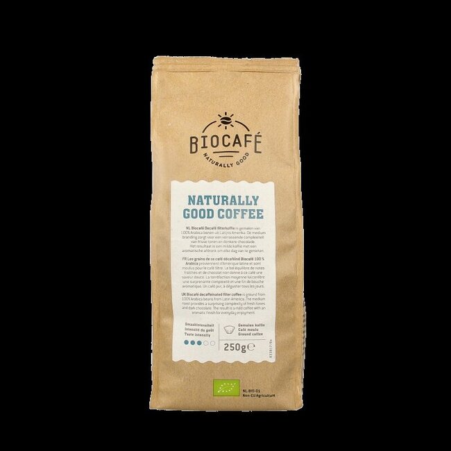 Filterkoffie cafeinevrij/decaf bio 250 Gram