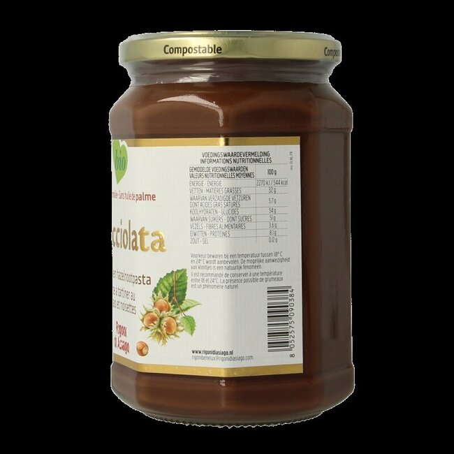 Chocolade hazelnootpasta bio 650 Gram