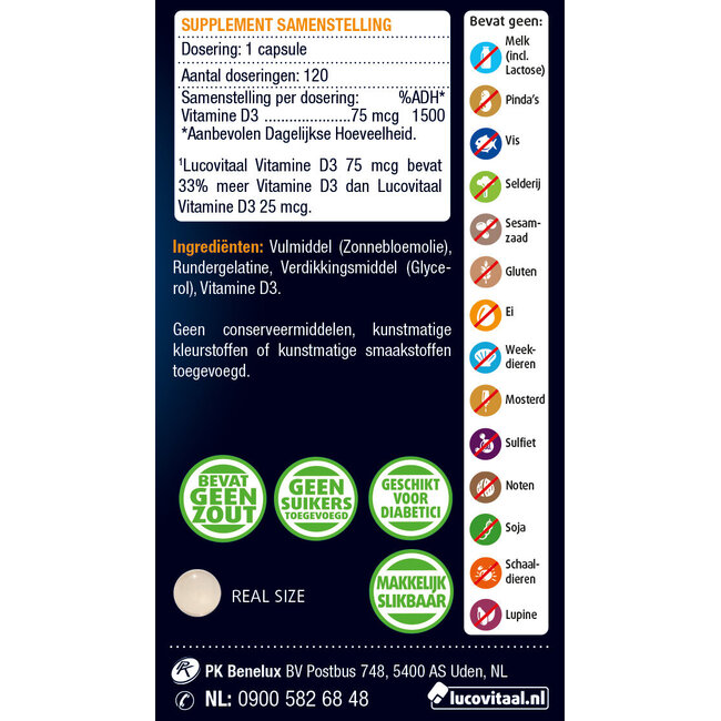 Vitamine D3 75mcg 120 Capsules