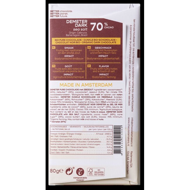 Brésil 70% pur Demeter bio 80 Grammes