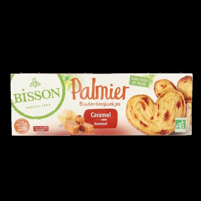 Palmier bladerdeegkoek caramel bio 100 Gram