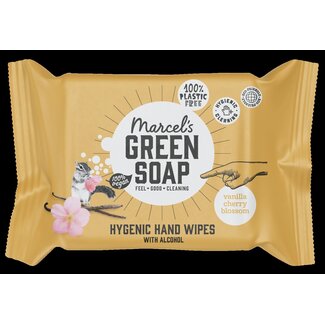 Marcel's Green Soap Hand wipes vanilla & cherry blossom bio 15 Stuks