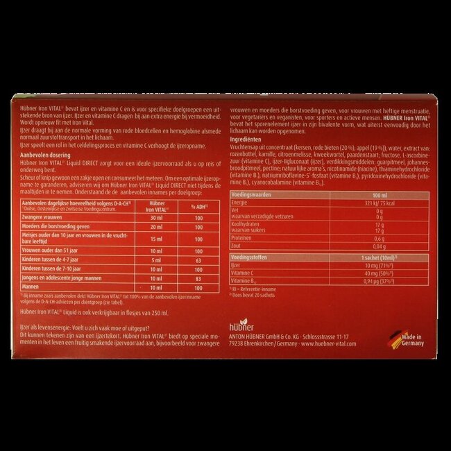 Iron Vital fer liquide 20x10ml 20 unités