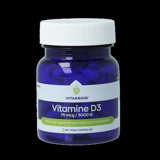 Vitakruid Vitamine D3 75 mcg / 3000 UI 60 gélules végétales