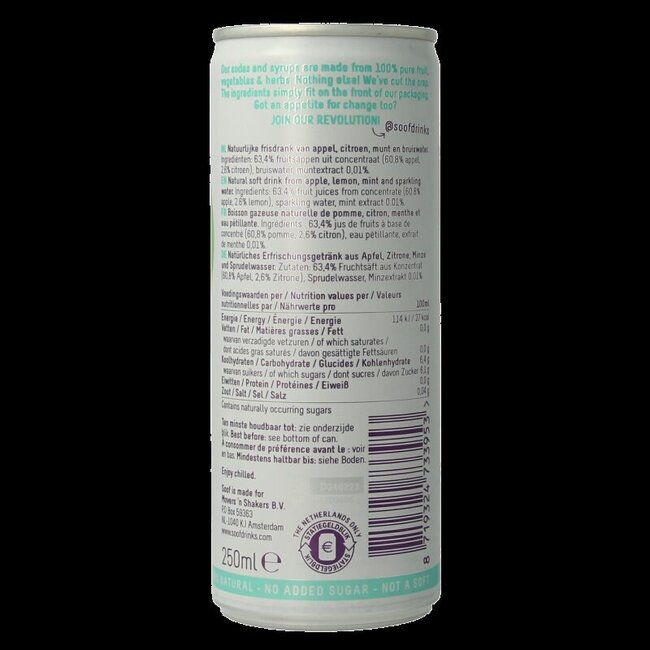 Sparkling citroen munt & appel 250 Milliliter