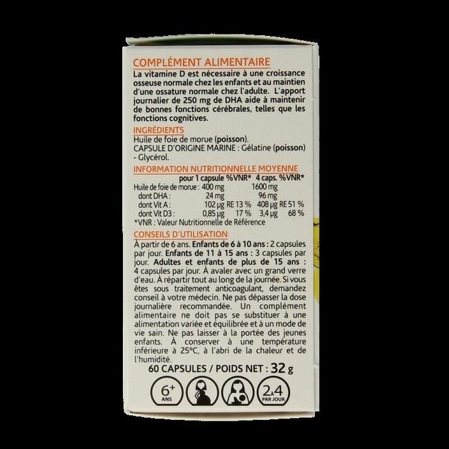 Huile de Foie de Morue 60 Capsules