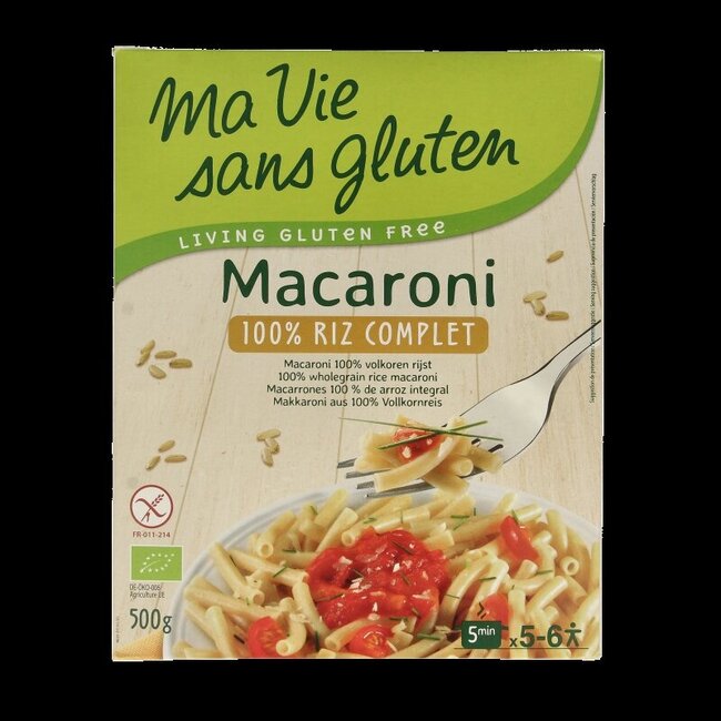 Macaroni van volkoren rijst glutenvrij bio 500 Gram
