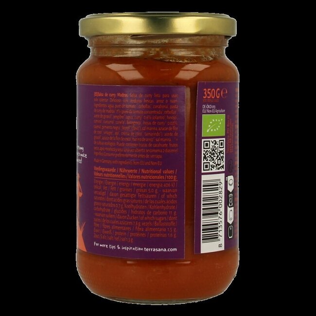 Curry sauce madras bio 350 Gram