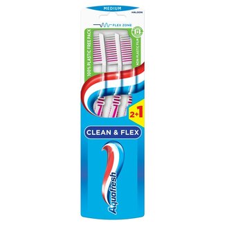 Aquafresh Brosse à dents Clean & Flex Medium, lot de 3