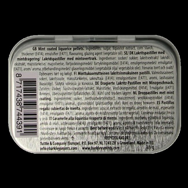 Liquorice pellets mint coated 18 Gram