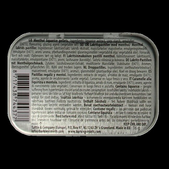 Liquorice pellets menthol 16 Gram