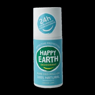 Happy Earth Pure deodorant roll-on cedar lime 75 Milliliter