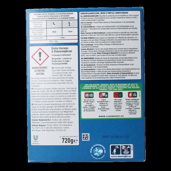 Waspoeder voorwas & waskrachtversterker 720 Gram