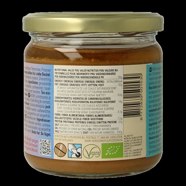 Pindakaas zonder zout bio 330 Gram