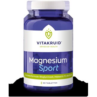 Vitakruid Magnesium sport bisglycinaat malaat&tri-dicitraat 90 Tabletten