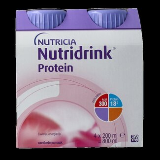 Nutridrink Protein aardbei 200ml 4 Stuks