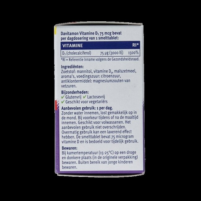 Vitamine D 75mcg 75 Smelttabletten