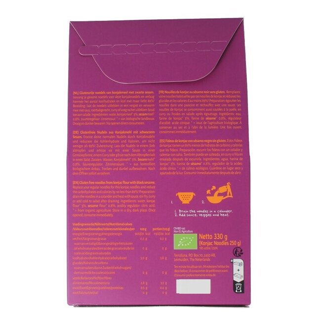 Konjak noodles zwarte sesam bio 250 Gram