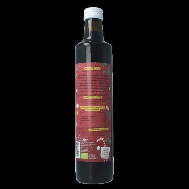 Kola cafeinevrij siroop alcoholvrij bio 500 Milliliter
